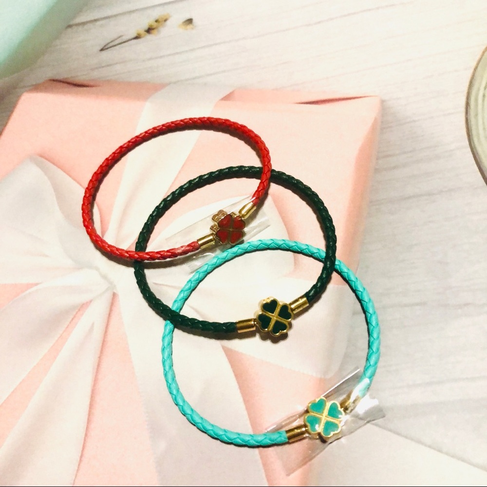 Braided Leather Bracelet Four-Leaf Clover Bracelet SOLD PER PIECE
